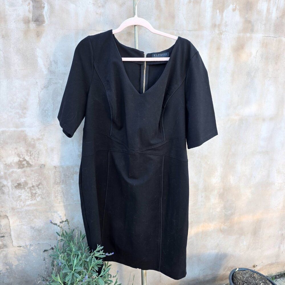 Eloqui black paneled sheath dress